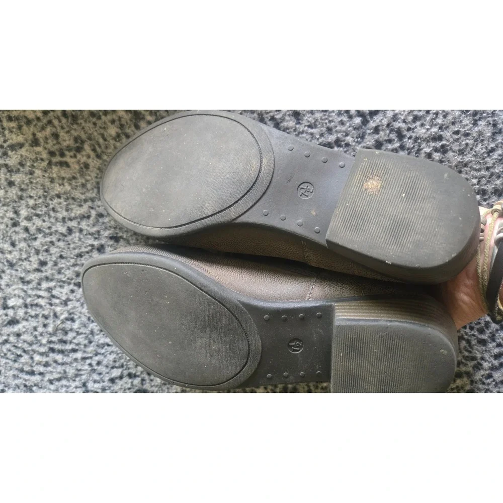 Pierre Dumas Brown Distressed Ankle Boots Buckle Strap Back Zip Booties 7.5